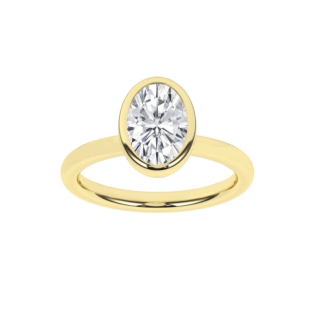 Bezel-Set Solitaire Ring (Oval) in 14K Yellow Gold – Silvadi Jewelry Aurora CO