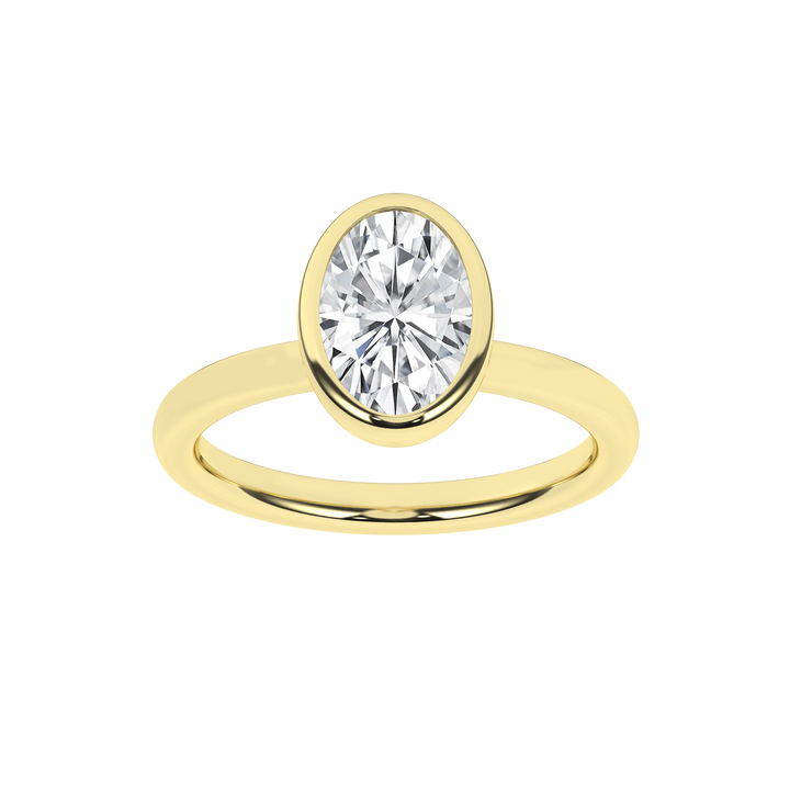 Bezel-Set Solitaire Ring (Oval) in 14K Yellow Gold – Silvadi Jewelry Aurora CO