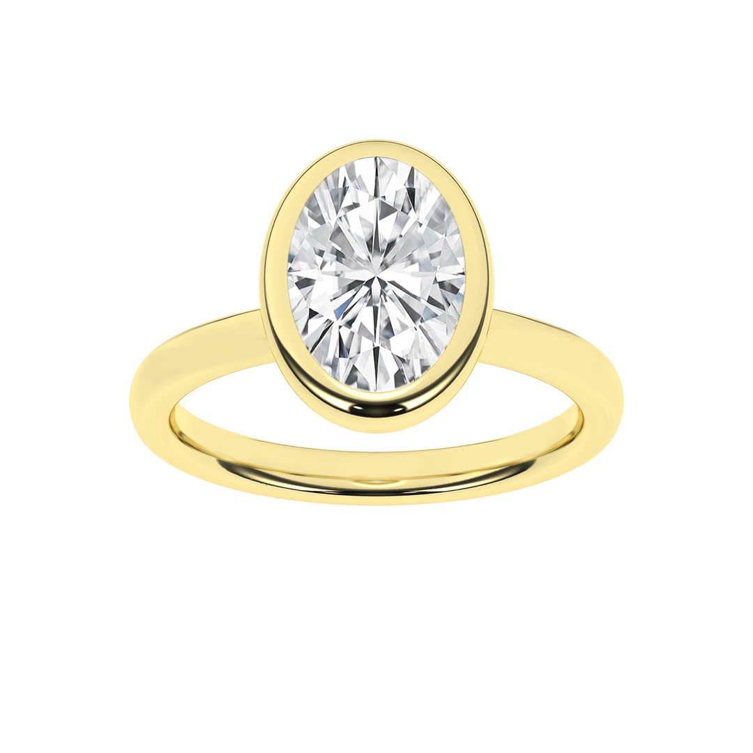 Bezel-Set Solitaire Ring (Oval) in 14K Yellow Gold – Silvadi Jewelry Aurora CO