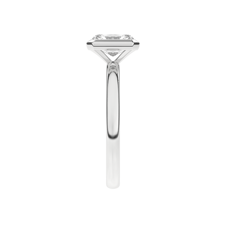 Bezel-Set Solitaire Ring (Radiant Cut) in 14K White Gold – Silvadi Jewelry Aurora CO