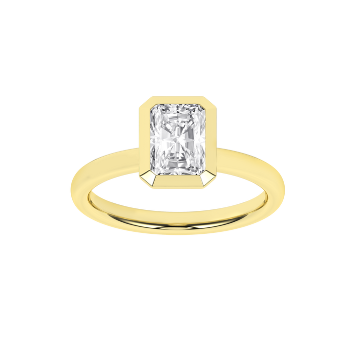 Bezel-Set Solitaire Ring (Radiant Cut) in 14K Yellow Gold – Silvadi Jewelry Aurora CO