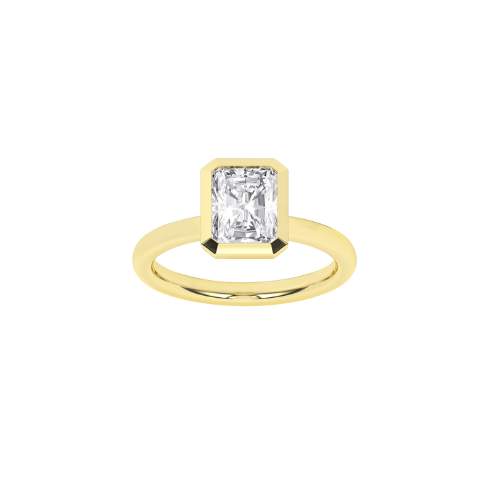 Bezel-Set Solitaire Ring (Radiant Cut) in 14K Yellow Gold – Silvadi Jewelry Aurora CO