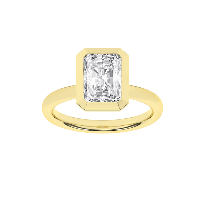 Bezel-Set Solitaire Ring (Radiant Cut) in 14K Yellow Gold – Silvadi Jewelry Aurora CO