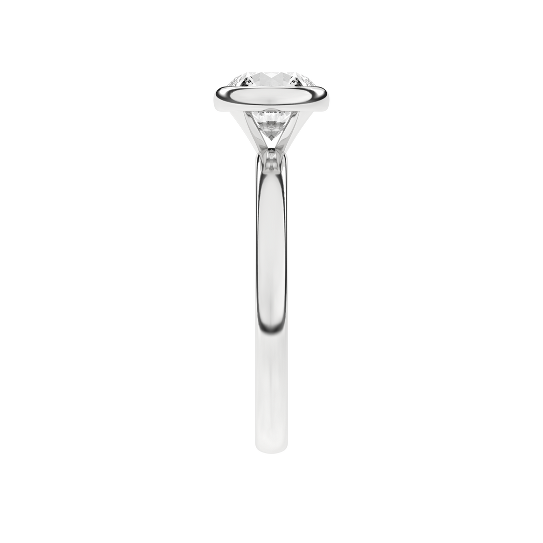 Bezel-Set Solitaire Ring (Round) in 14K White Gold – Silvadi Jewelry Aurora CO