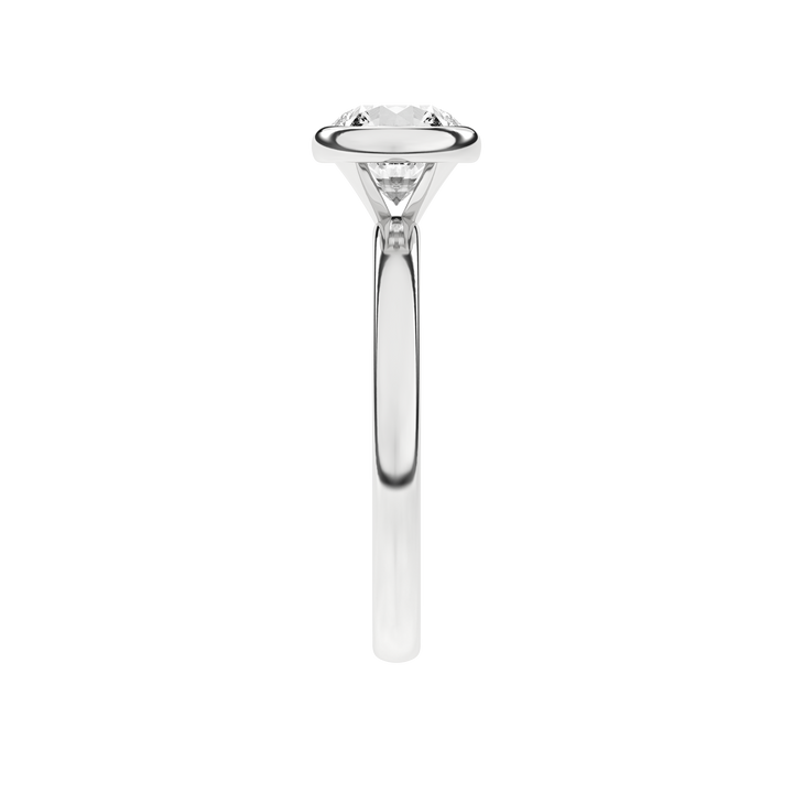Bezel-Set Solitaire Ring (Round) in 14K White Gold – Silvadi Jewelry Aurora CO