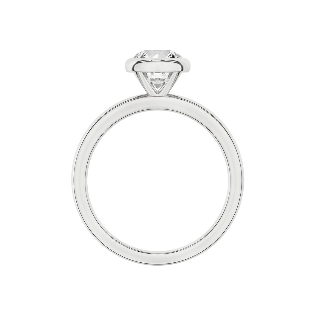 Bezel-Set Solitaire Ring (Round) in 14K White Gold – Silvadi Jewelry Aurora CO