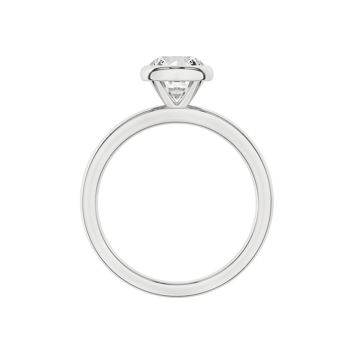 Bezel-Set Solitaire Ring (Round) in 14K White Gold – Silvadi Jewelry Aurora CO