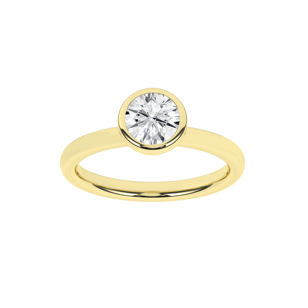 Bezel-Set Solitaire Ring (Round) in 14K Yellow Gold – Silvadi Jewelry Aurora CO