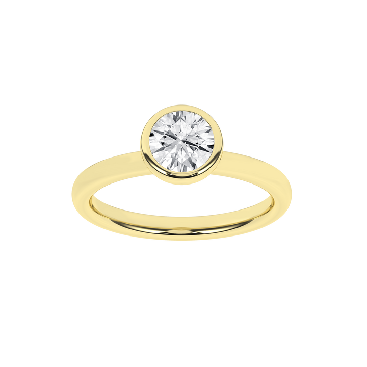 Bezel-Set Solitaire Ring (Round) in 14K Yellow Gold – Silvadi Jewelry Aurora CO