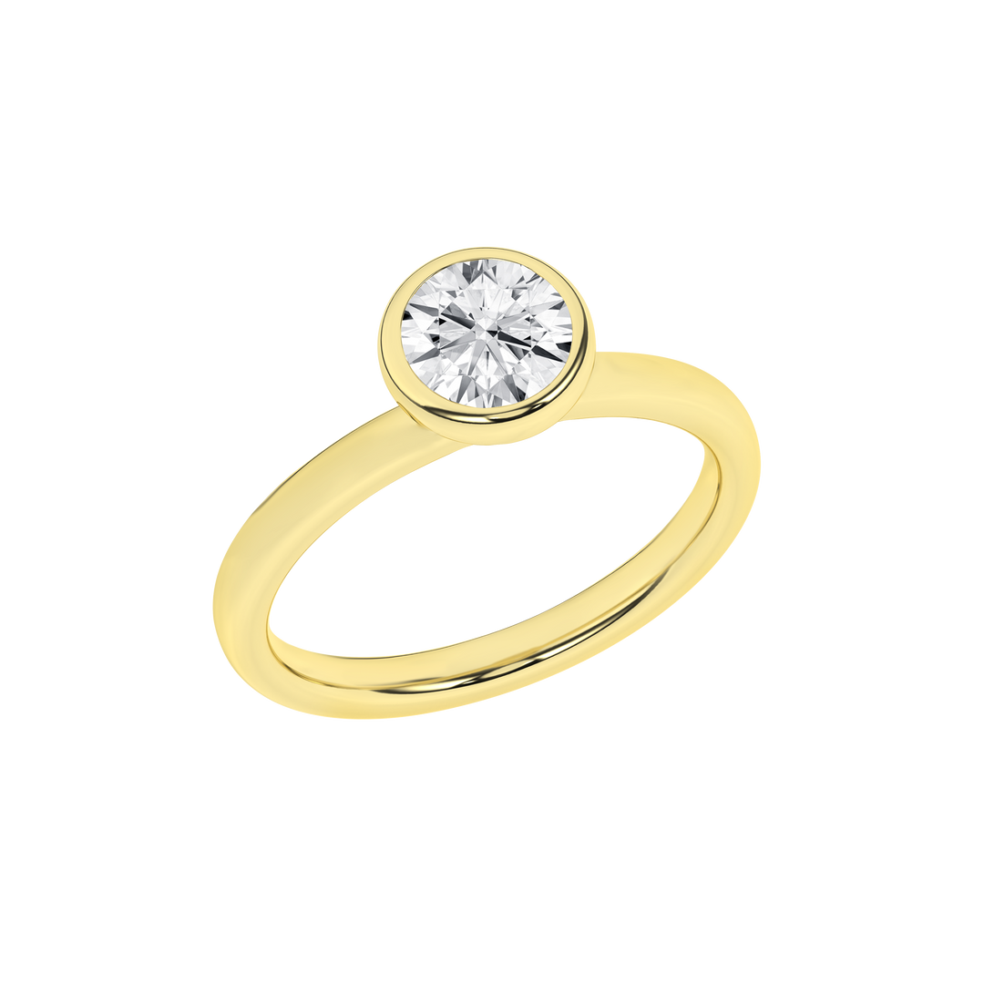 Bezel-Set Solitaire Ring (Round) in 14K Yellow Gold – Silvadi Jewelry Aurora CO
