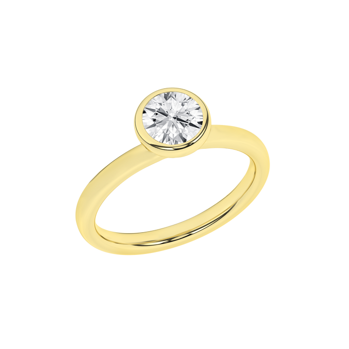 Bezel-Set Solitaire Ring (Round) in 14K Yellow Gold – Silvadi Jewelry Aurora CO