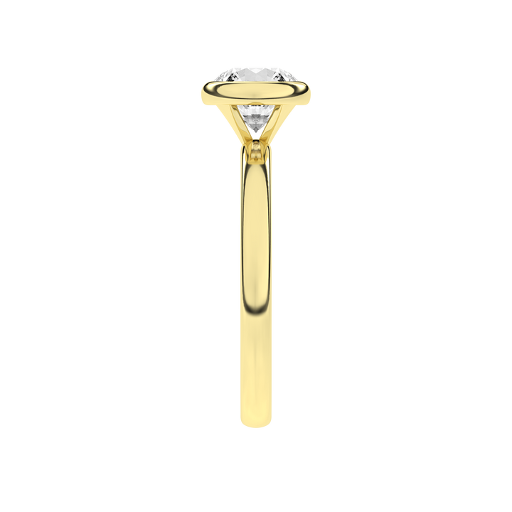 Bezel-Set Solitaire Ring (Round) in 14K Yellow Gold – Silvadi Jewelry Aurora CO