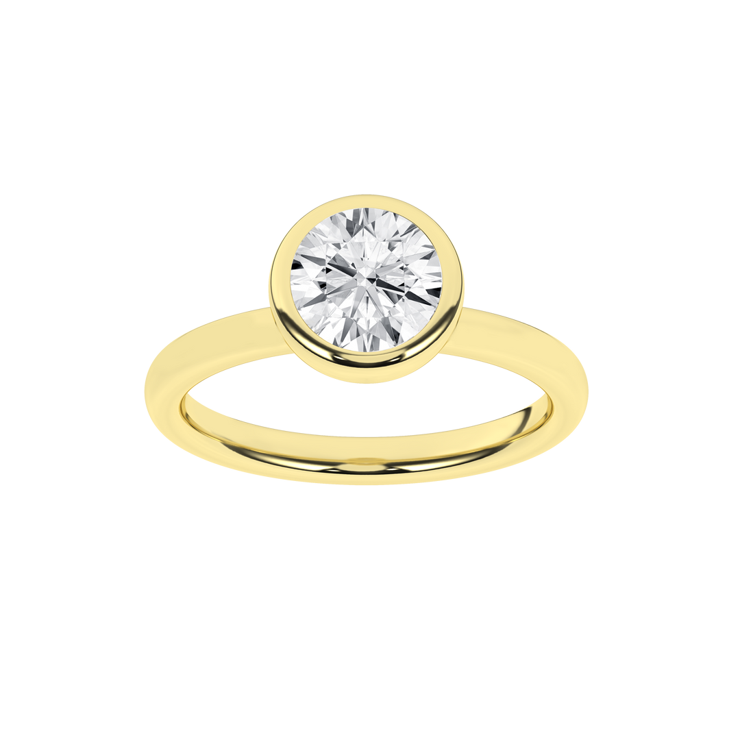 Bezel-Set Solitaire Ring (Round) in 14K Yellow Gold – Silvadi Jewelry Aurora CO