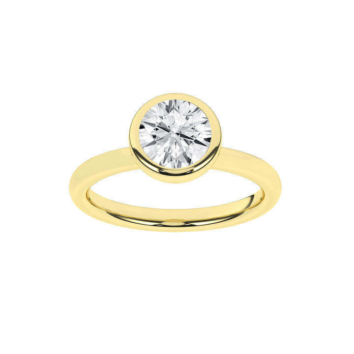 Bezel-Set Solitaire Ring (Round) in 14K Yellow Gold – Silvadi Jewelry Aurora CO
