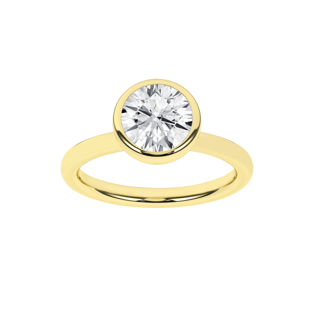 Bezel-Set Solitaire Ring (Round) in 14K Yellow Gold – Silvadi Jewelry Aurora CO