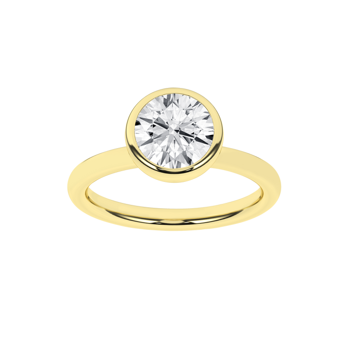 Bezel-Set Solitaire Ring (Round) in 14K Yellow Gold – Silvadi Jewelry Aurora CO