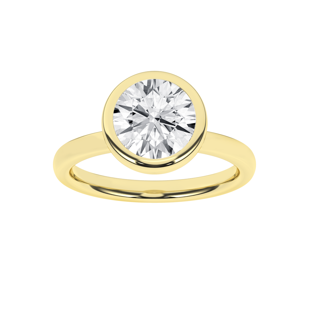 Bezel-Set Solitaire Ring (Round) in 14K Yellow Gold – Silvadi Jewelry Aurora CO