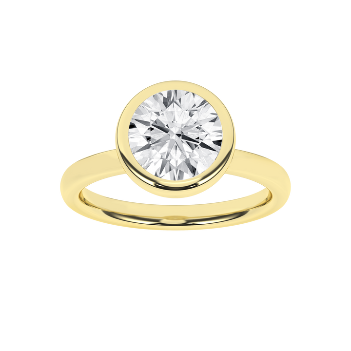 Bezel-Set Solitaire Ring (Round) in 14K Yellow Gold – Silvadi Jewelry Aurora CO