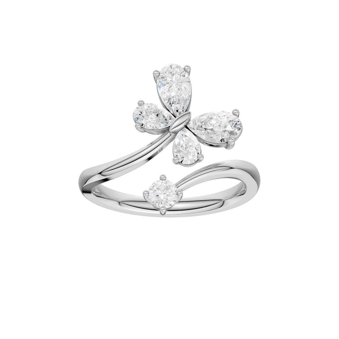 Butterfly Bypass Diamond Ring (Pear) in 14K White Gold – Silvadi Jewelry Aurora CO