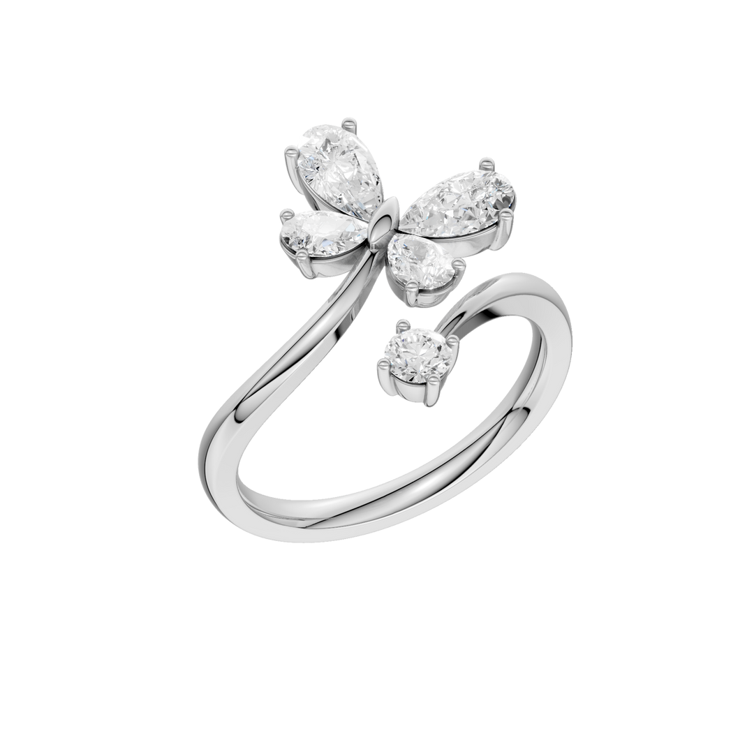Butterfly Bypass Diamond Ring (Pear) in 14K White Gold – Silvadi Jewelry Aurora CO