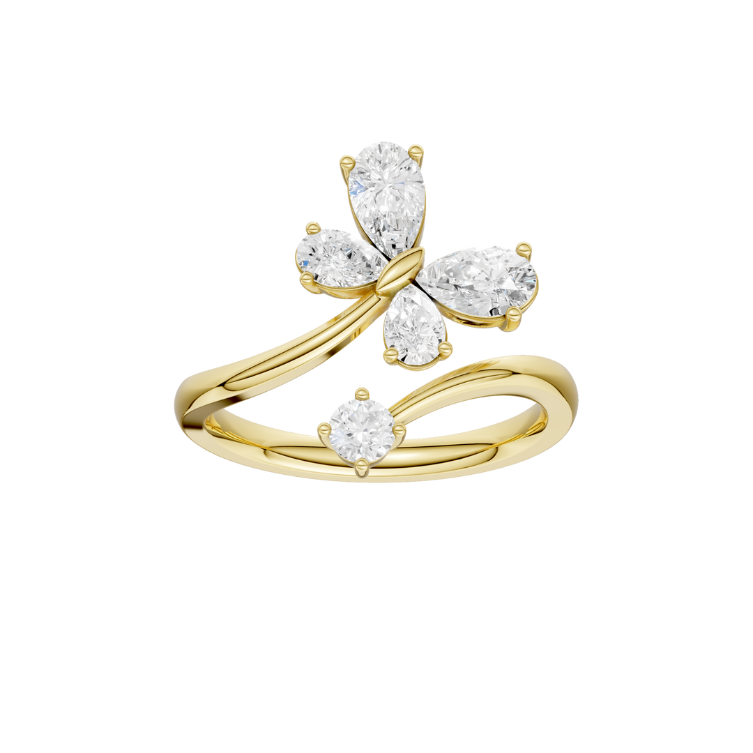 Butterfly Bypass Diamond Ring (Pear) in 14K Yellow Gold – Silvadi Jewelry Aurora CO