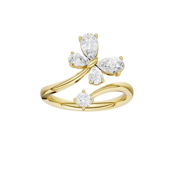 Butterfly Bypass Diamond Ring (Pear) in 14K Yellow Gold – Silvadi Jewelry Aurora CO