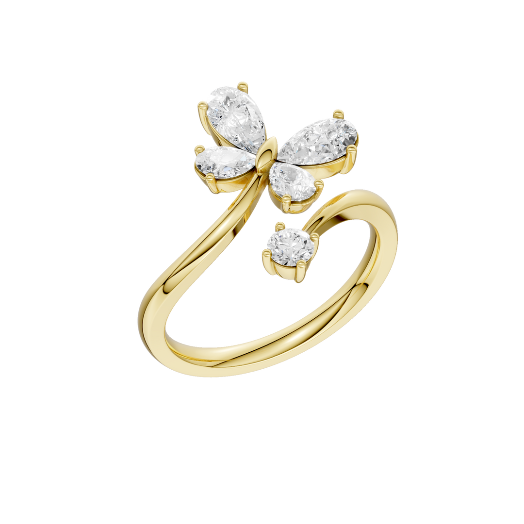 Butterfly Bypass Diamond Ring (Pear) in 14K Yellow Gold – Silvadi Jewelry Aurora CO