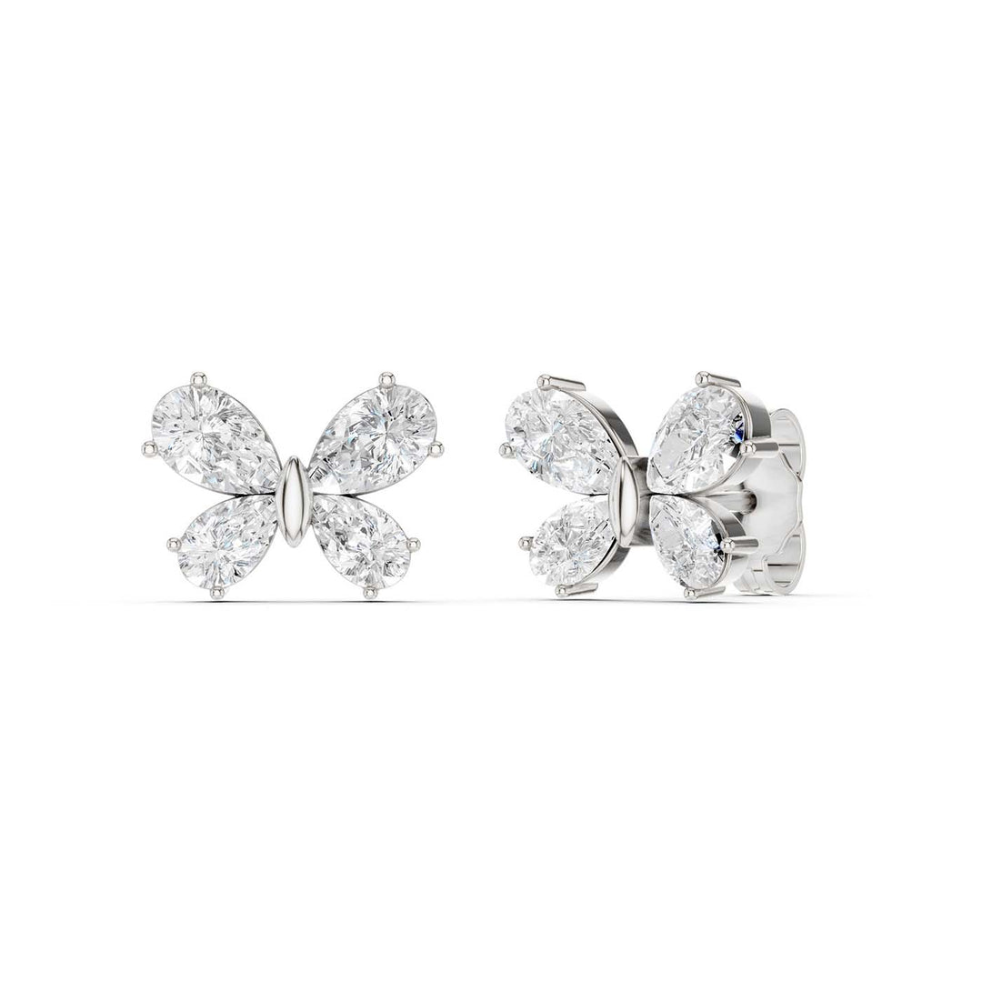 Butterfly Diamond Stud Earrings (Pear) in 14K White Gold – Silvadi Jewelry Aurora CO