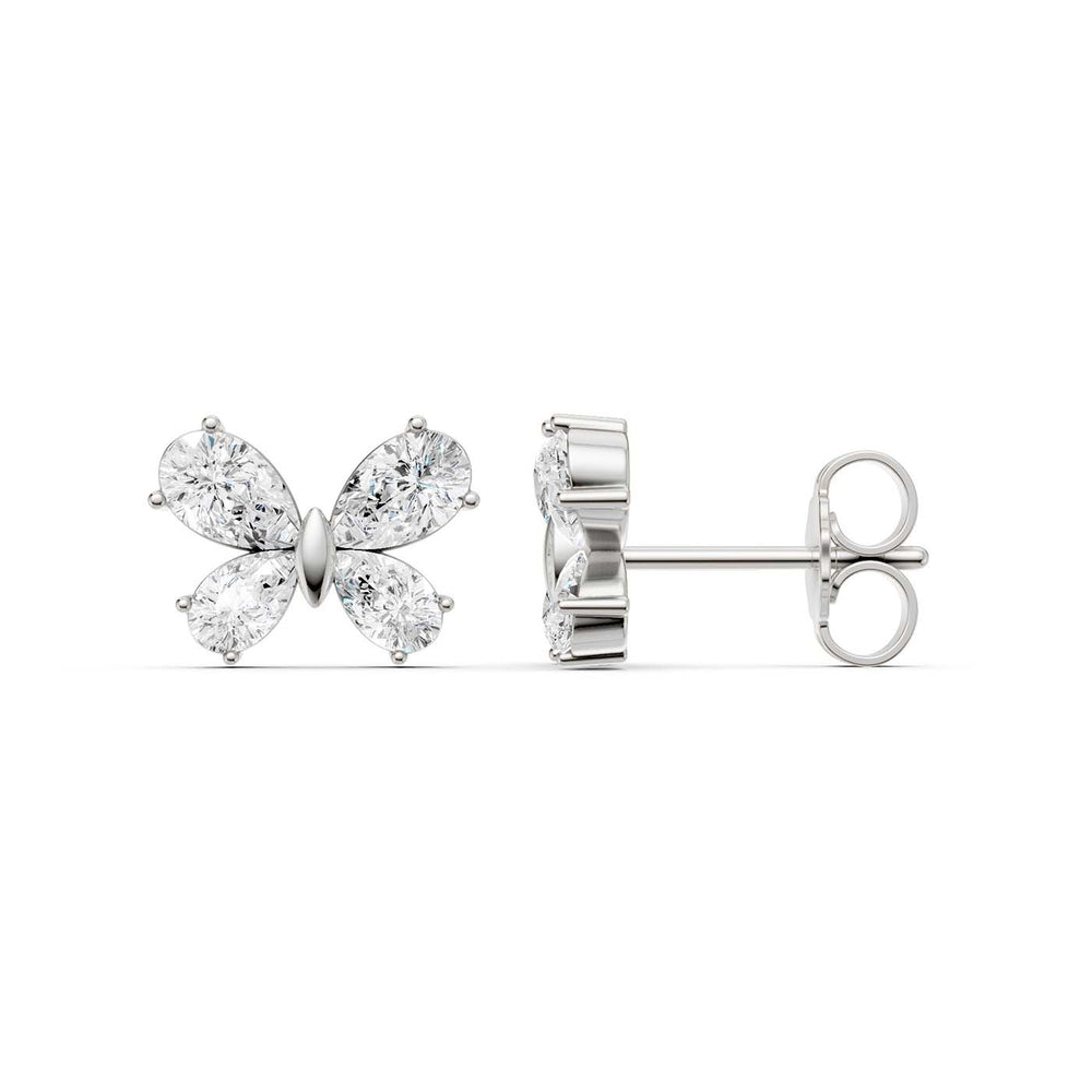 Butterfly Diamond Stud Earrings (Pear) in 14K White Gold – Silvadi Jewelry Aurora CO
