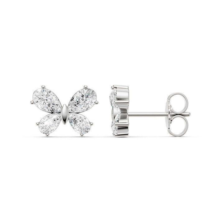 Butterfly Diamond Stud Earrings (Pear) in 14K White Gold – Silvadi Jewelry Aurora CO