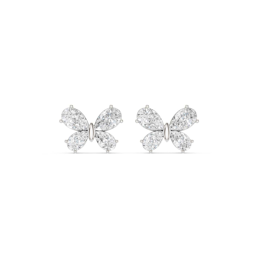 Butterfly Diamond Stud Earrings (Pear) in 14K White Gold – Silvadi Jewelry Aurora CO