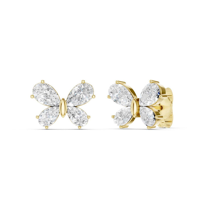 Butterfly Diamond Stud Earrings (Pear) in 14K Yellow Gold – Silvadi Jewelry Aurora CO