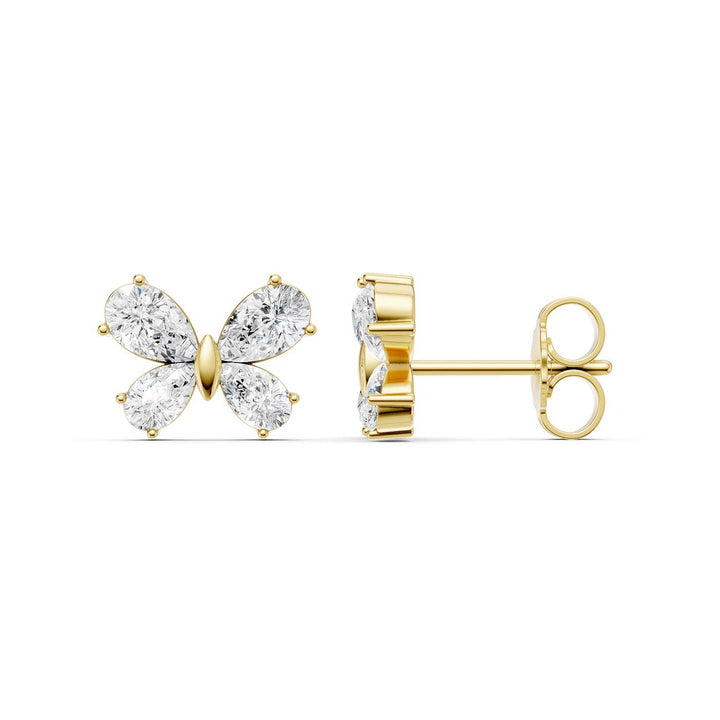 Butterfly Diamond Stud Earrings (Pear) in 14K Yellow Gold – Silvadi Jewelry Aurora CO