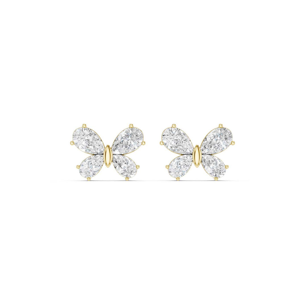 Butterfly Diamond Stud Earrings (Pear) in 14K Yellow Gold – Silvadi Jewelry Aurora CO