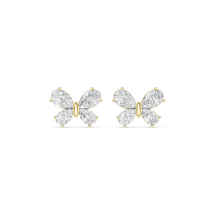 Butterfly Diamond Stud Earrings (Pear) in 14K Yellow Gold – Silvadi Jewelry Aurora CO