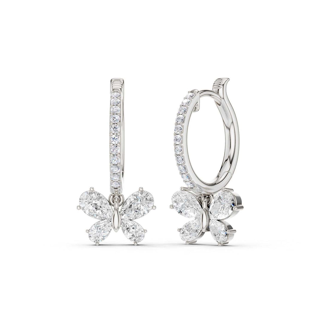 Butterfly Drop Hoop Earrings (Pear) in 14K White Gold – Silvadi Jewelry Aurora CO