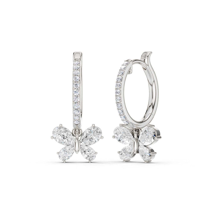 Butterfly Drop Hoop Earrings (Pear) in 14K White Gold – Silvadi Jewelry Aurora CO