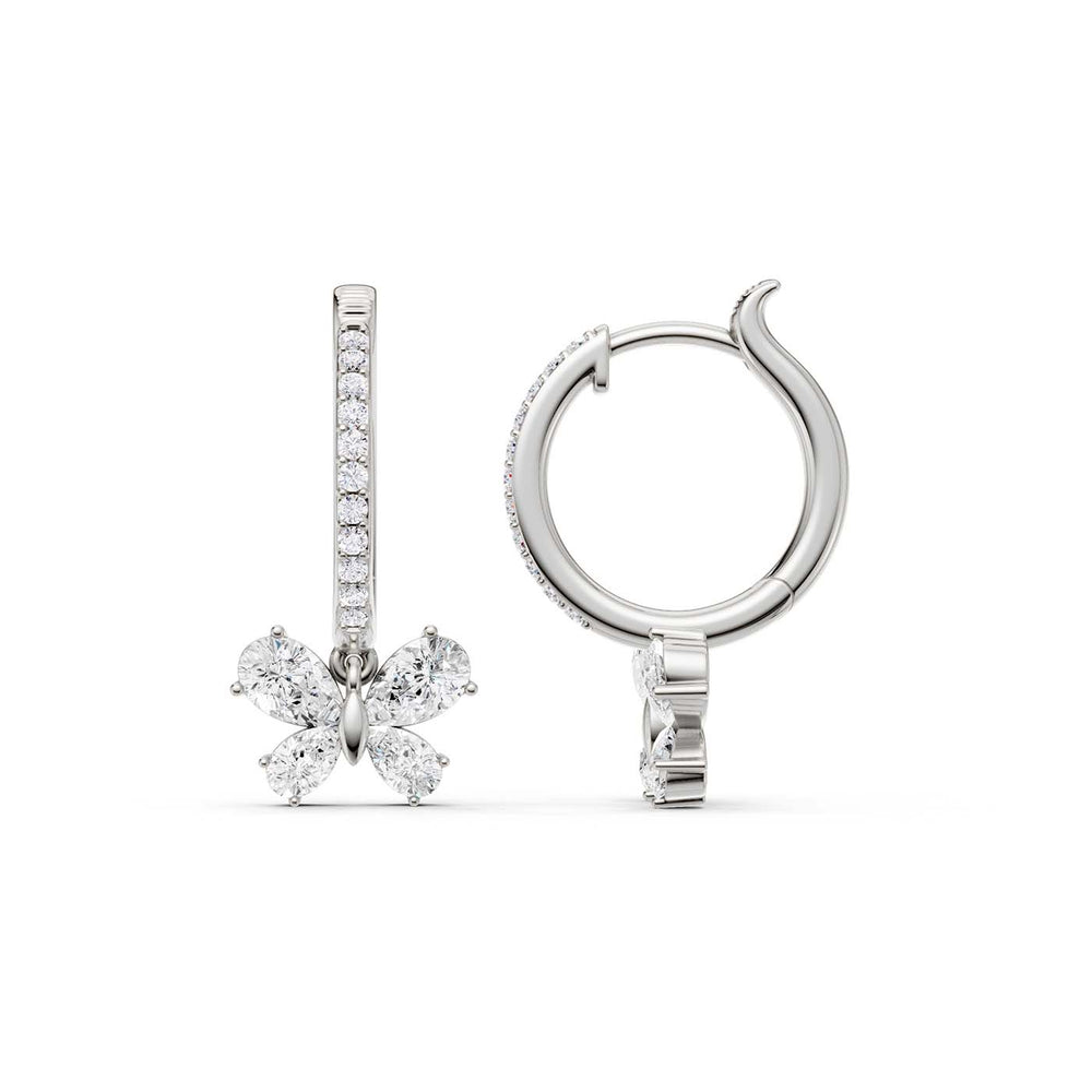 Butterfly Drop Hoop Earrings (Pear) in 14K White Gold – Silvadi Jewelry Aurora CO