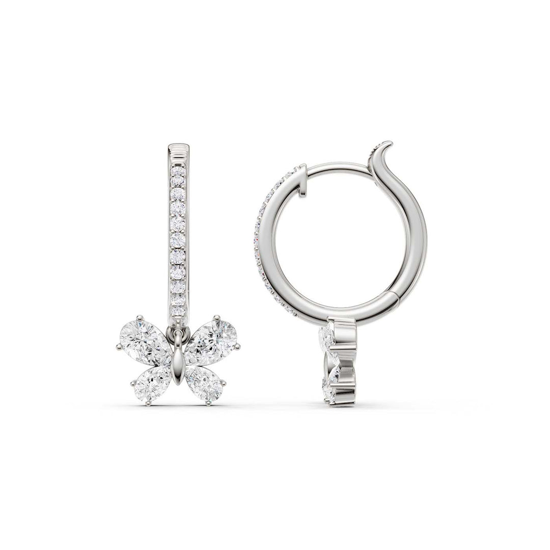 Butterfly Drop Hoop Earrings (Pear) in 14K White Gold – Silvadi Jewelry Aurora CO