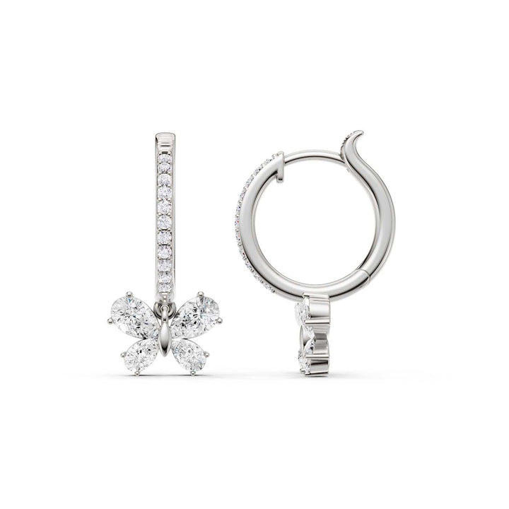 Butterfly Drop Hoop Earrings (Pear) in 14K White Gold – Silvadi Jewelry Aurora CO
