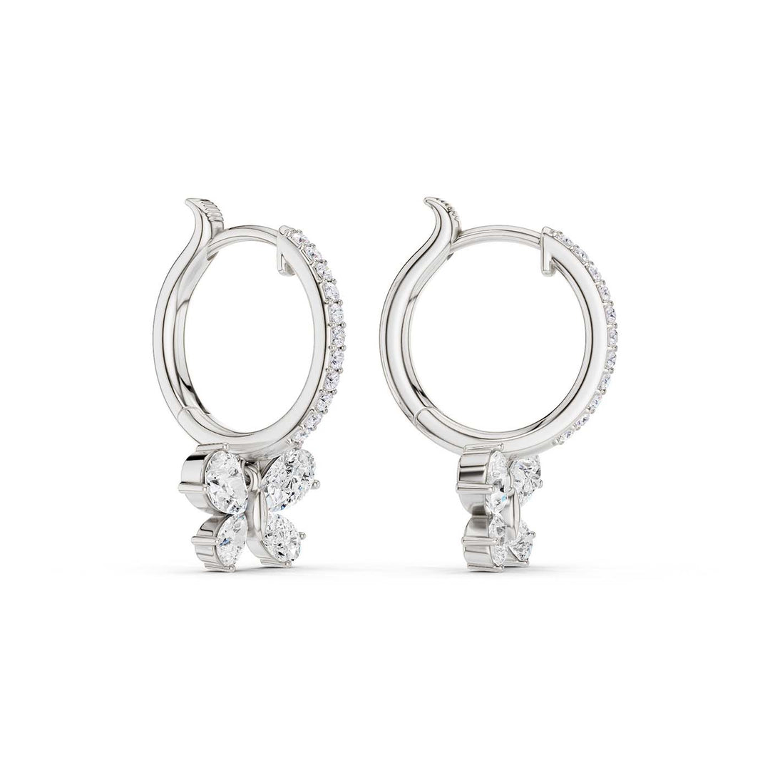Butterfly Drop Hoop Earrings (Pear) in 14K White Gold – Silvadi Jewelry Aurora CO
