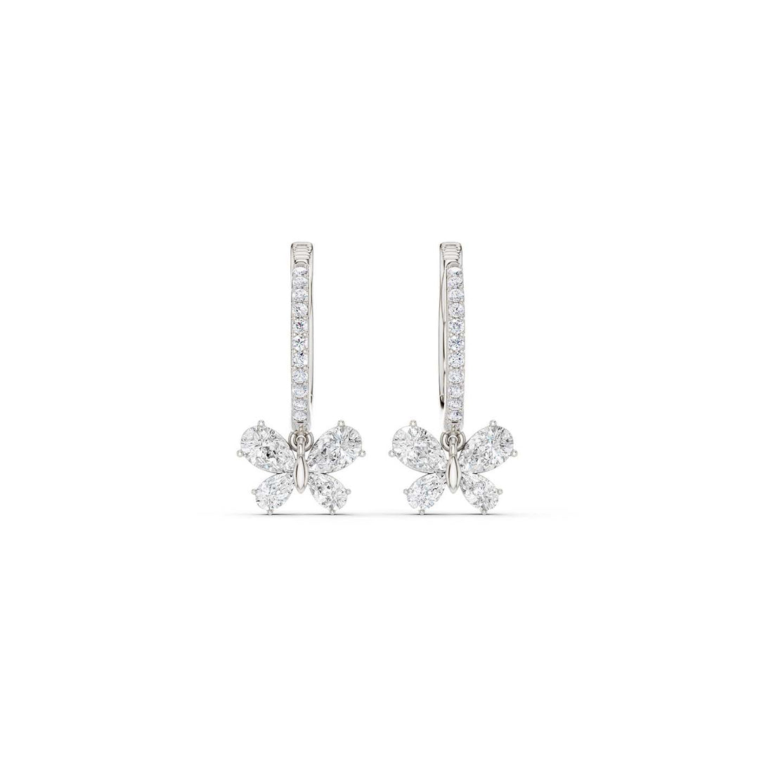 Butterfly Drop Hoop Earrings (Pear) in 14K White Gold – Silvadi Jewelry Aurora CO