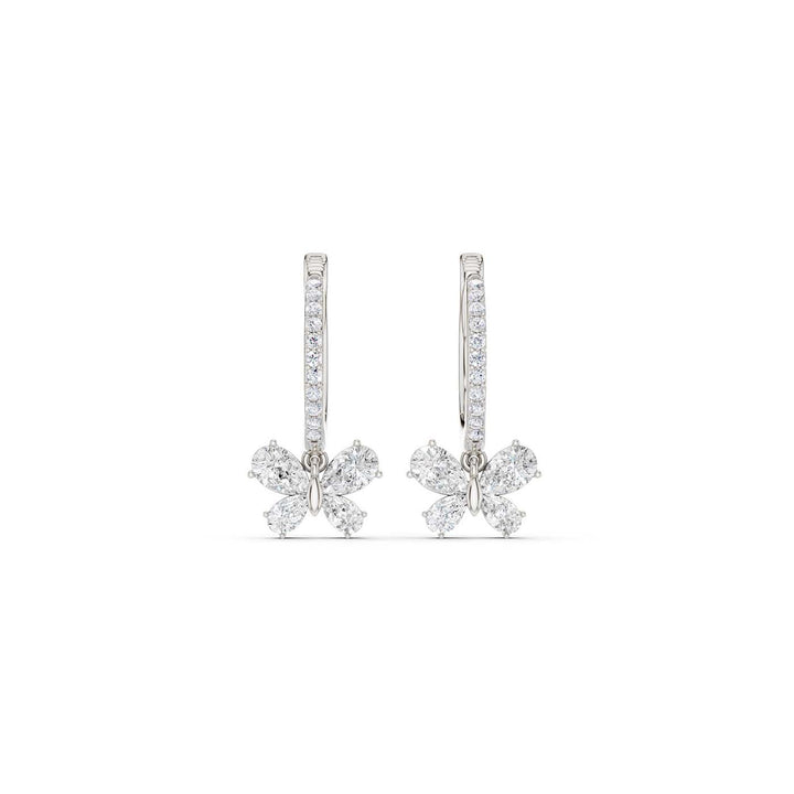 Butterfly Drop Hoop Earrings (Pear) in 14K White Gold – Silvadi Jewelry Aurora CO