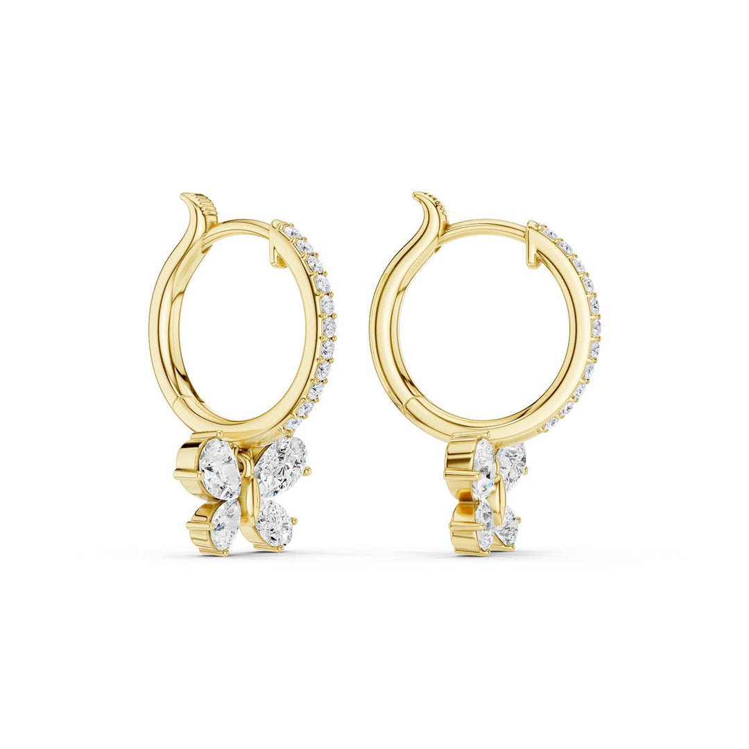 Butterfly Drop Hoop Earrings (Pear) in 14K Yellow Gold – Silvadi Jewelry Aurora CO
