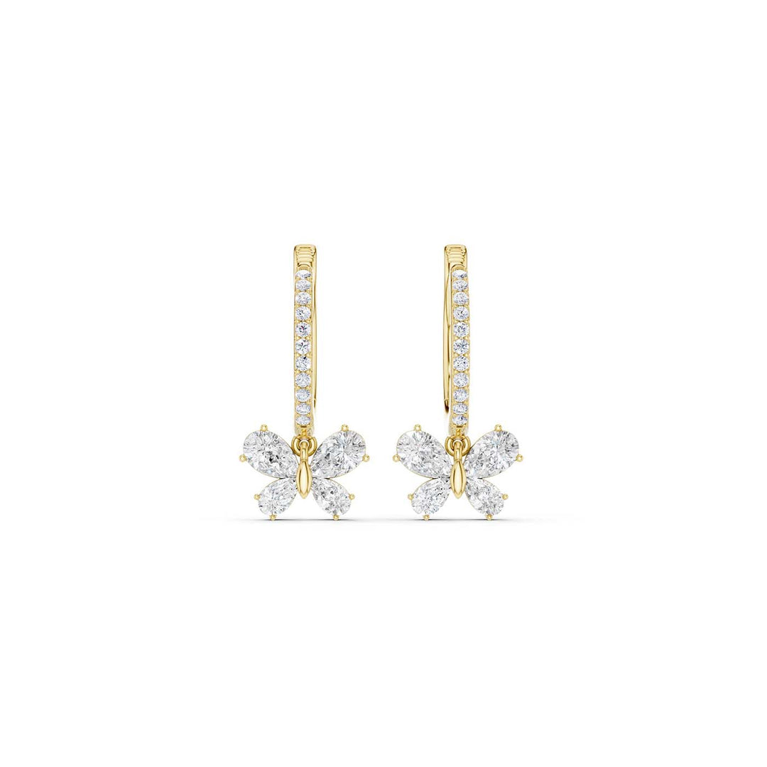 Butterfly Drop Hoop Earrings (Pear) in 14K Yellow Gold – Silvadi Jewelry Aurora CO