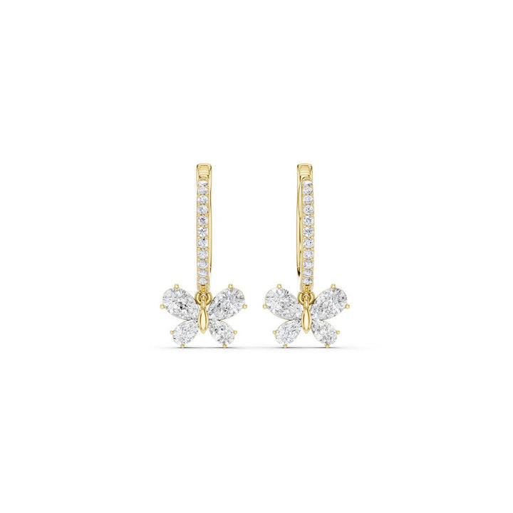 Butterfly Drop Hoop Earrings (Pear) in 14K Yellow Gold – Silvadi Jewelry Aurora CO