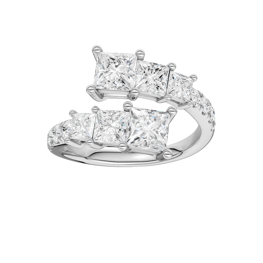 Bypass Diamond Ring (Princess) in 14K White Gold – Silvadi Jewelry Aurora CO