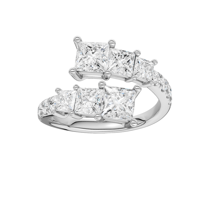 Bypass Diamond Ring (Princess) in 14K White Gold – Silvadi Jewelry Aurora CO