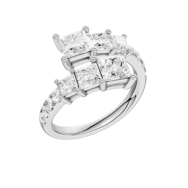Bypass Diamond Ring (Princess) in 14K White Gold – Silvadi Jewelry Aurora CO