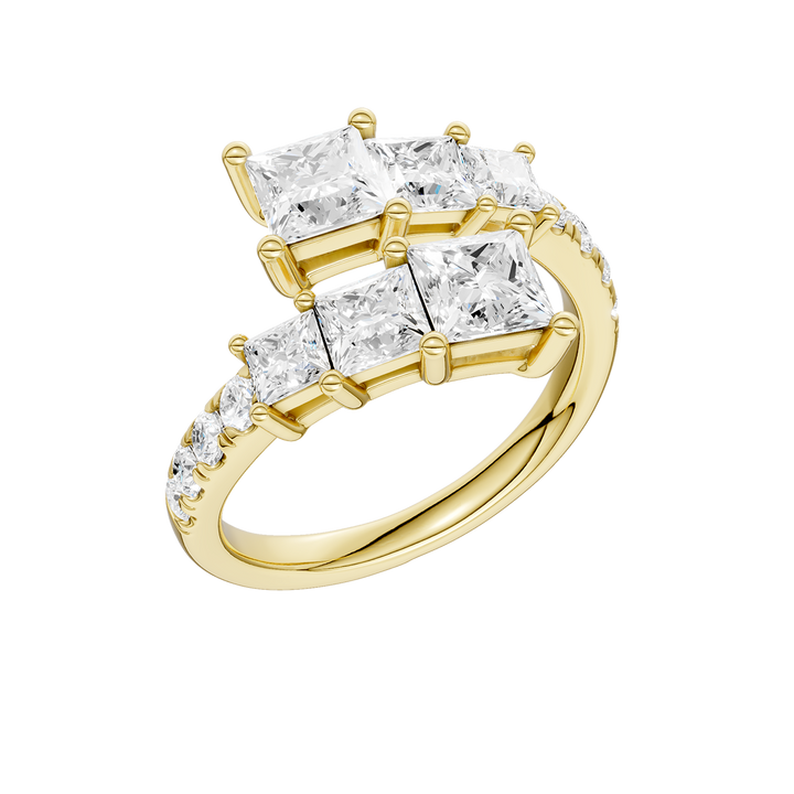 Bypass Diamond Ring (Princess) in 14K Yellow Gold – Silvadi Jewelry Aurora CO